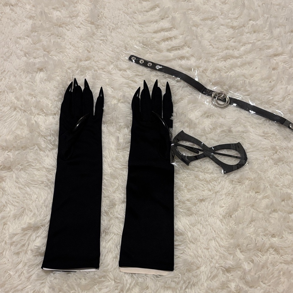 Black Cat Adult Women/Girls Gloves, Mask & Choker Set